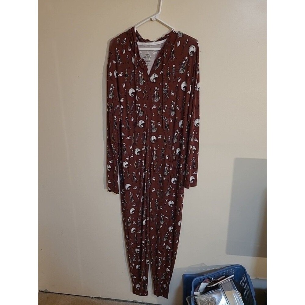 Nightmare Before Christmas Adult Hooded Zipper Sleep Jumpsuit Size M/L (N9)